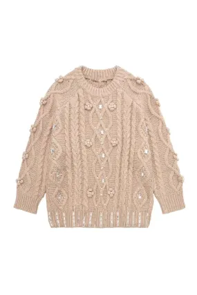 ' Harper 'Gemstone and Faux Pearl Knitted Sweater