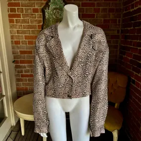 1990s Silk Leopard Cropped Jacket