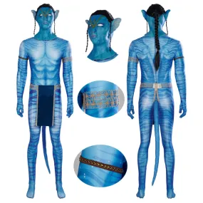 2022 Avatar 2 The Way of Water Jake Sully Cosplay Costume Blue Jumpsuit