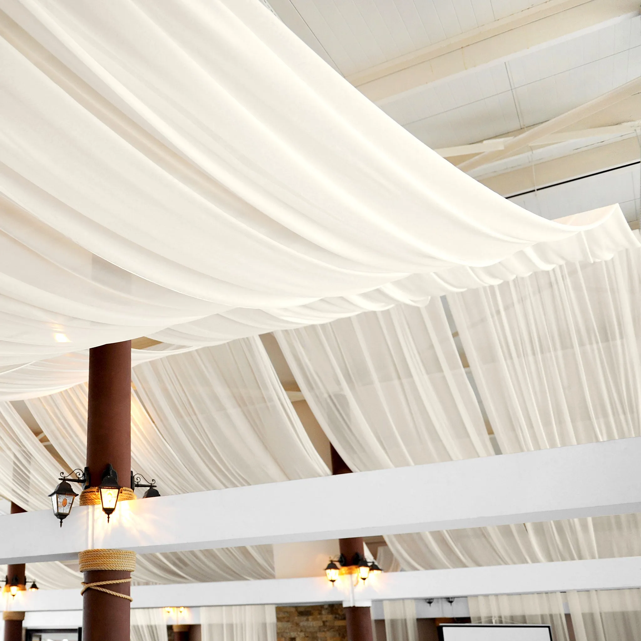 20ft Ceiling/Curtain Draping Sheer Voile Flame Retardant (FR)  - Ivory