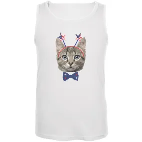 4th of July Funny Cat White Adult Tank Top