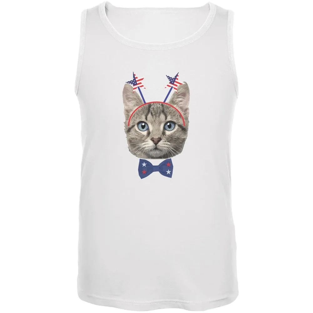 4th of July Funny Cat White Adult Tank Top