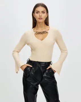 Alena beige knit top