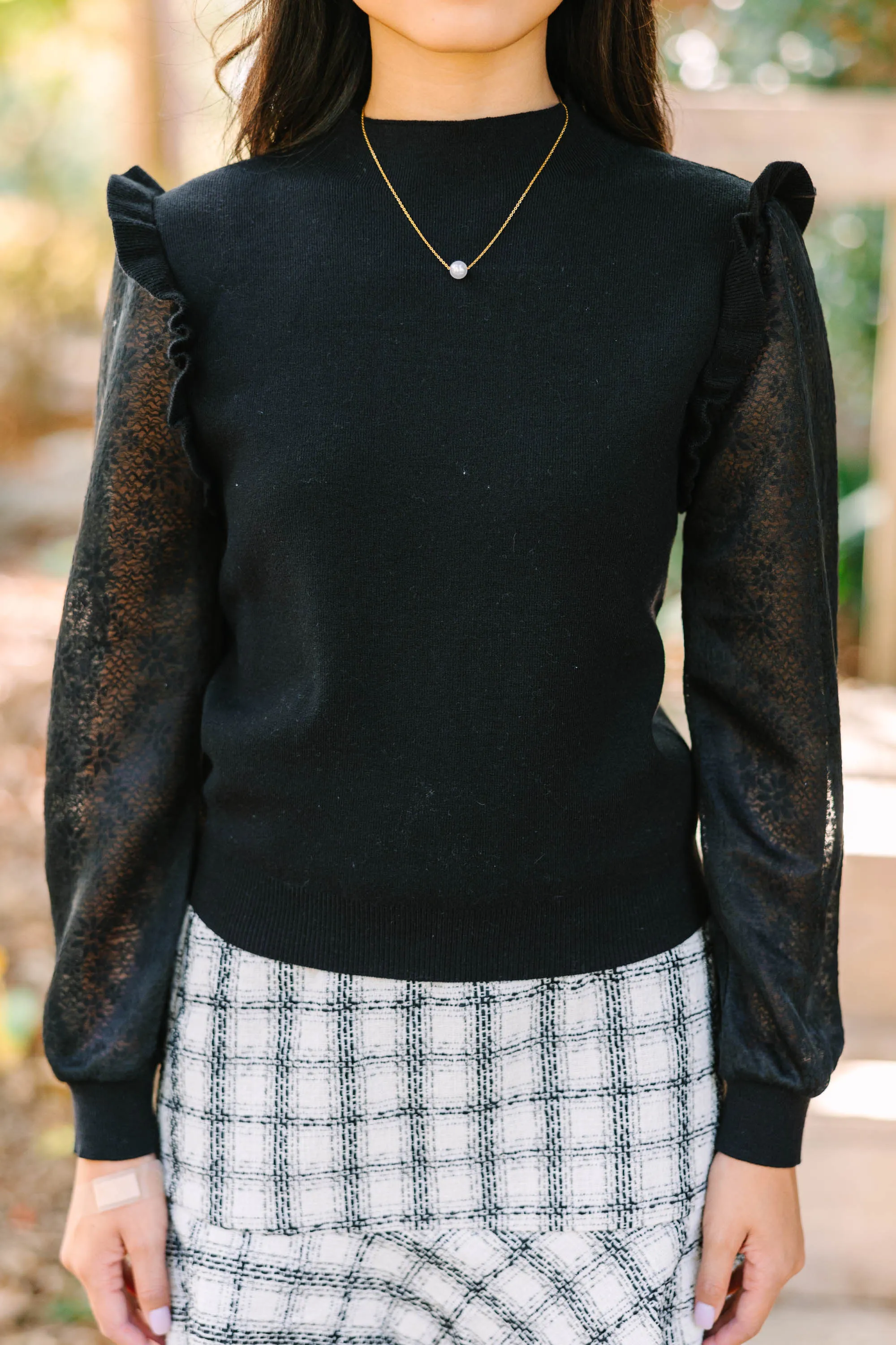 All Around The Way Black Ruffled Sweater