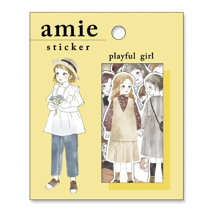 Amie Playful Girl Flake Sticker