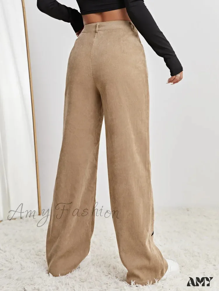 Amy Fashion - Star Print High Waist Straight Leg Pants