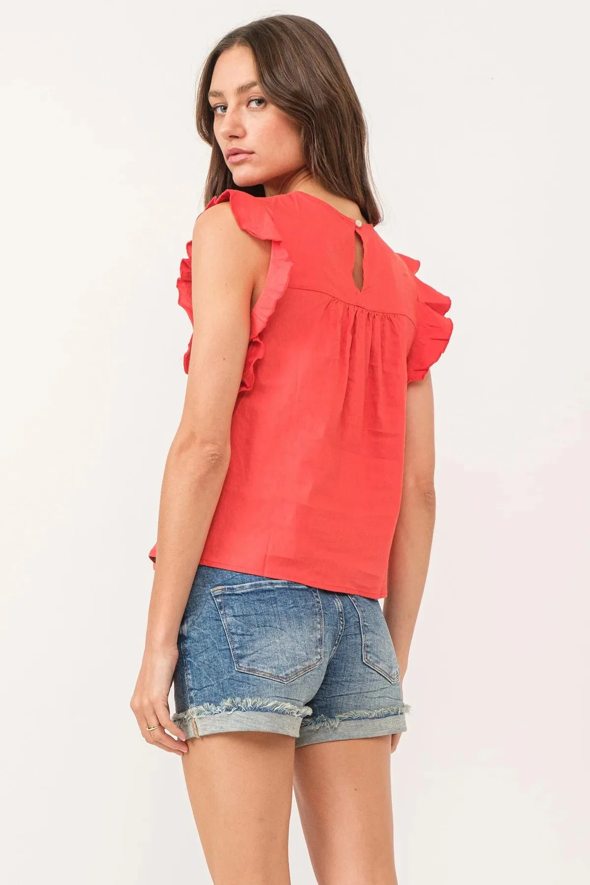 Anelia Pimento Linen Top