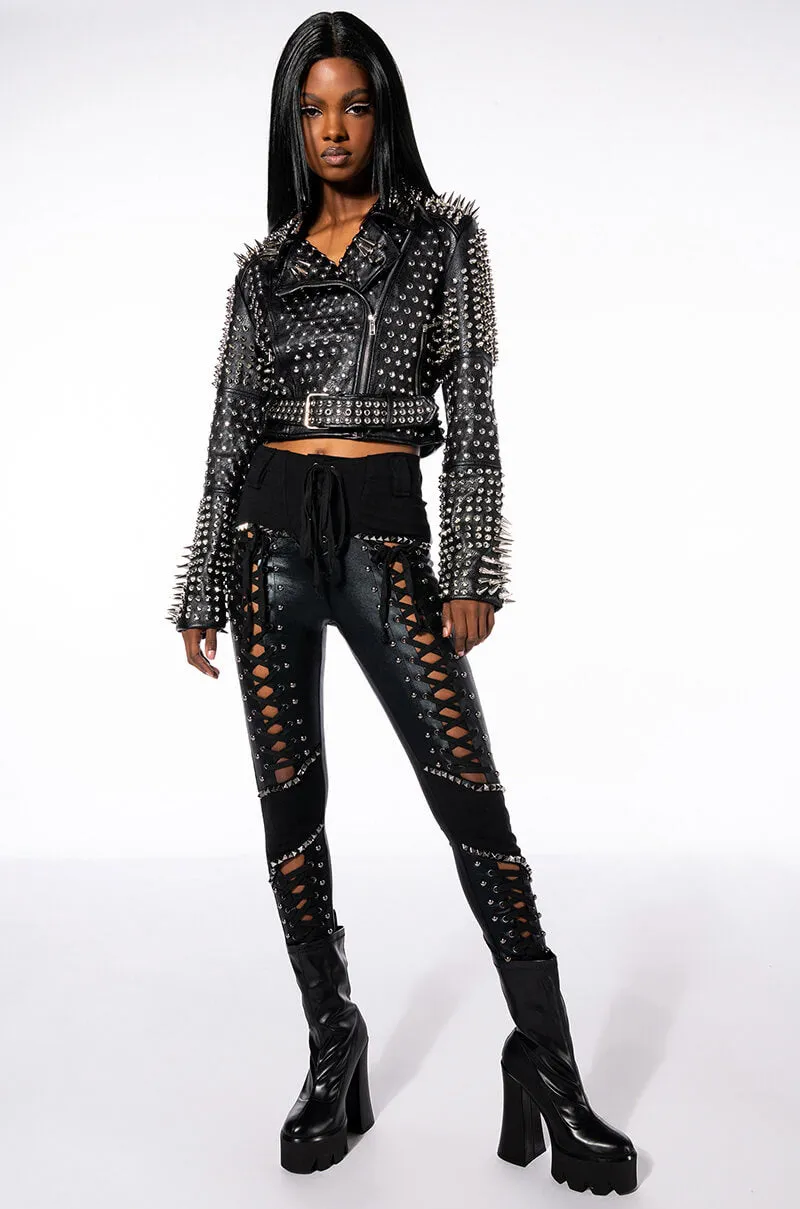 AZALEA WANG ALL OUT LUCIFER STUD MOTO JACKET