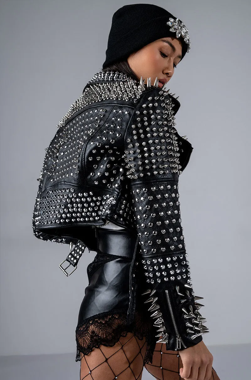 AZALEA WANG ALL OUT LUCIFER STUD MOTO JACKET