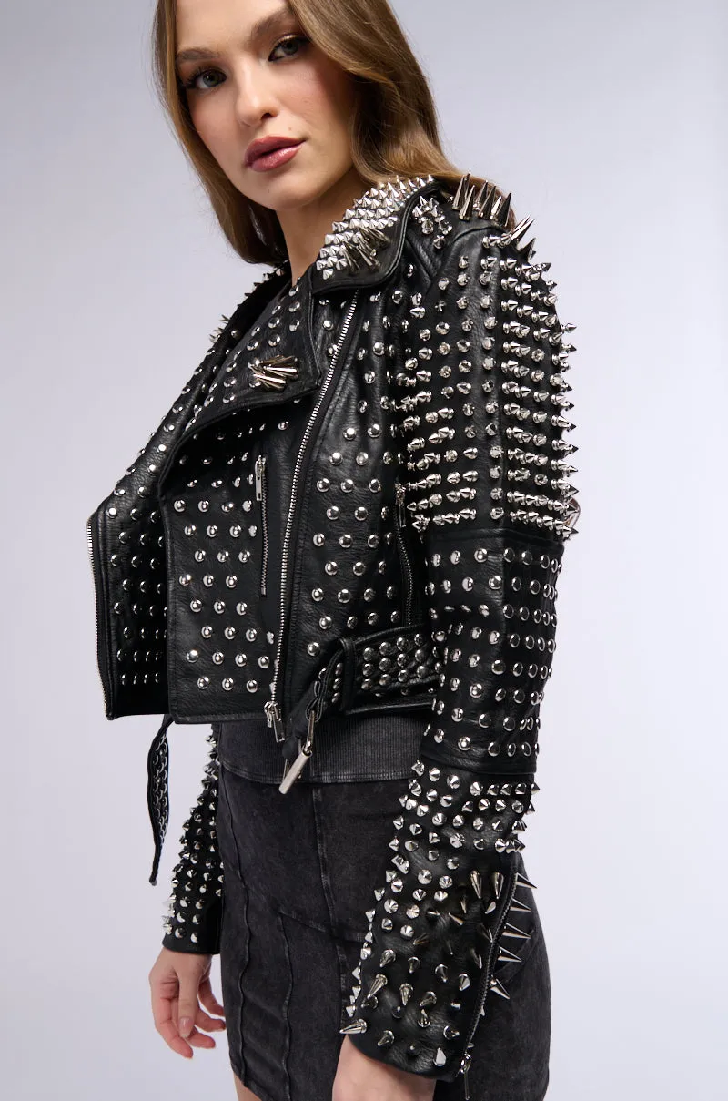 AZALEA WANG ALL OUT LUCIFER STUD MOTO JACKET