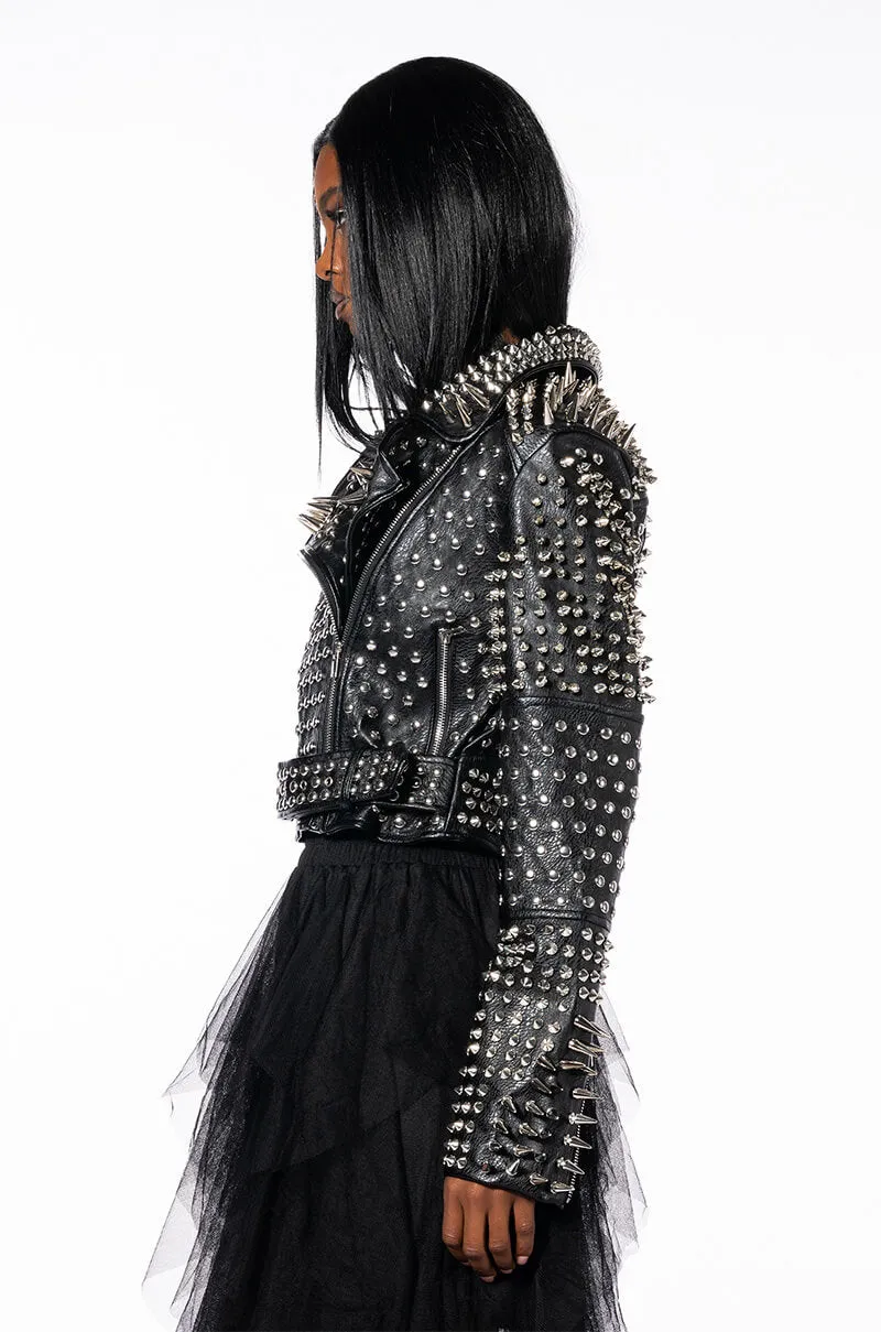 AZALEA WANG ALL OUT LUCIFER STUD MOTO JACKET