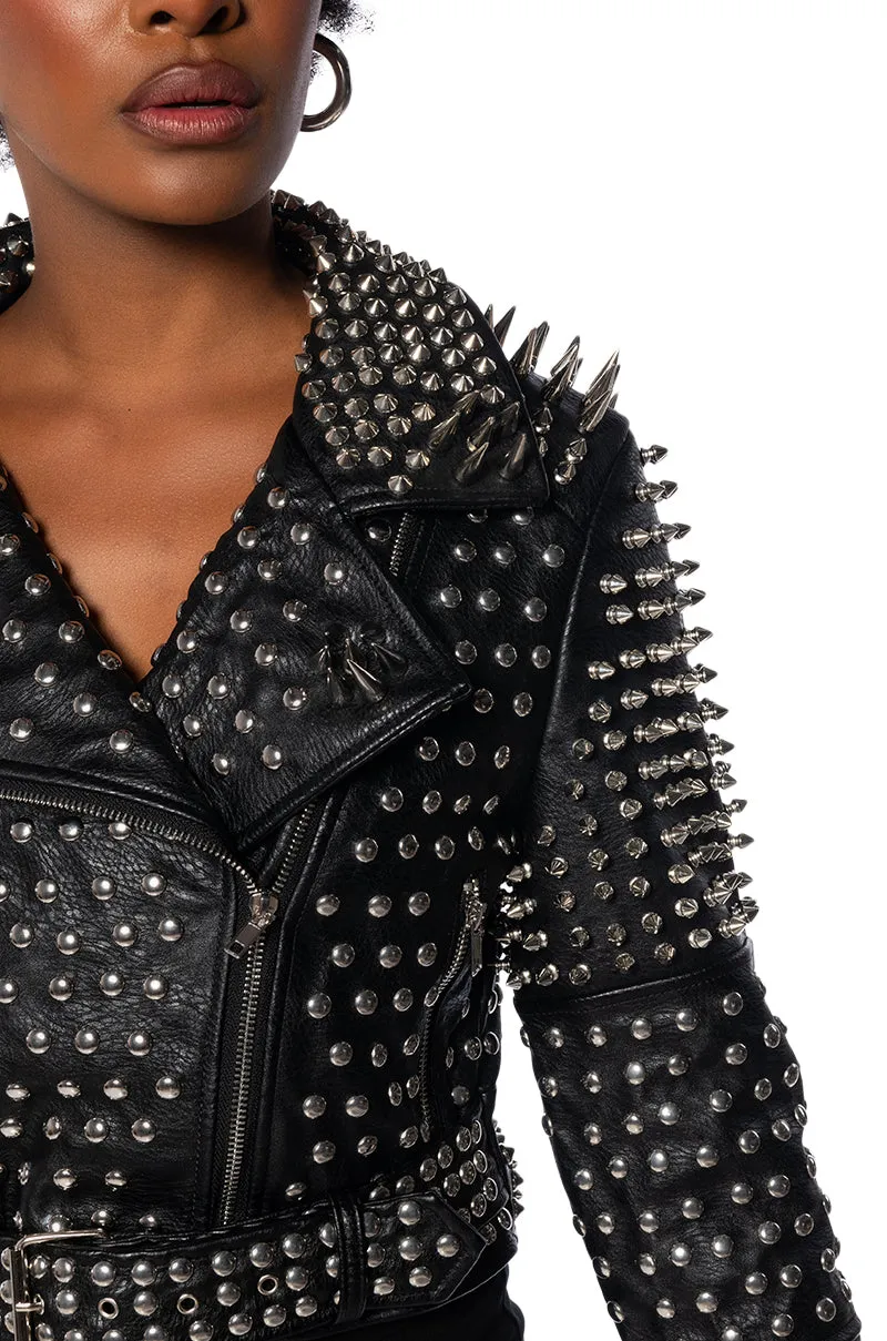 AZALEA WANG ALL OUT LUCIFER STUD MOTO JACKET