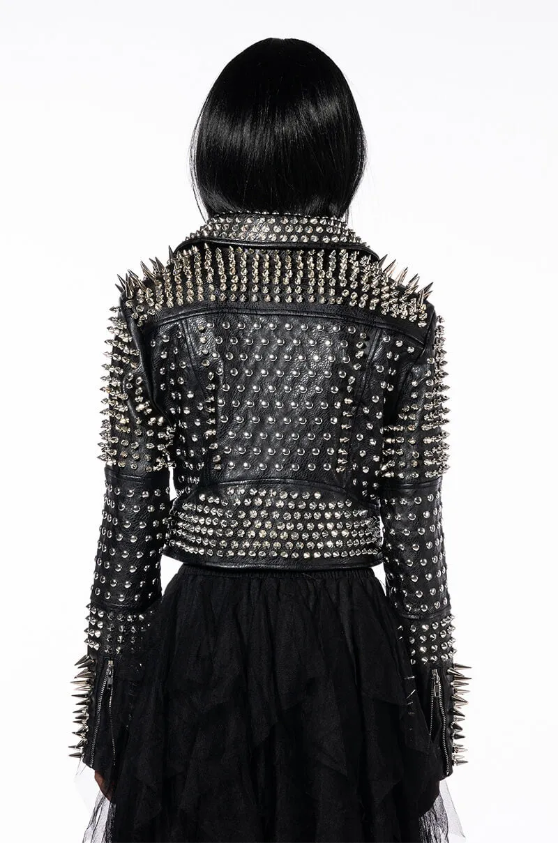 AZALEA WANG ALL OUT LUCIFER STUD MOTO JACKET