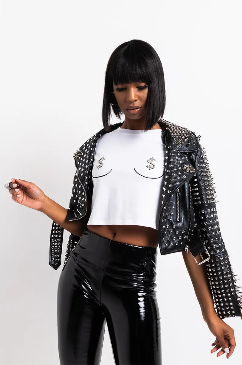 AZALEA WANG ALL OUT LUCIFER STUD MOTO JACKET