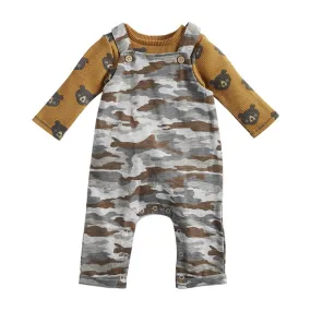 Baby Boy Bear Overall Set