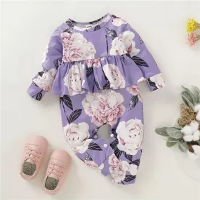 Baby Girl Big Flower Long Sleeves Autumn Jumpsuit