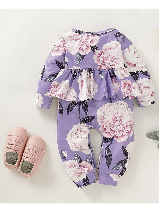 Baby Girl Big Flower Long Sleeves Autumn Jumpsuit