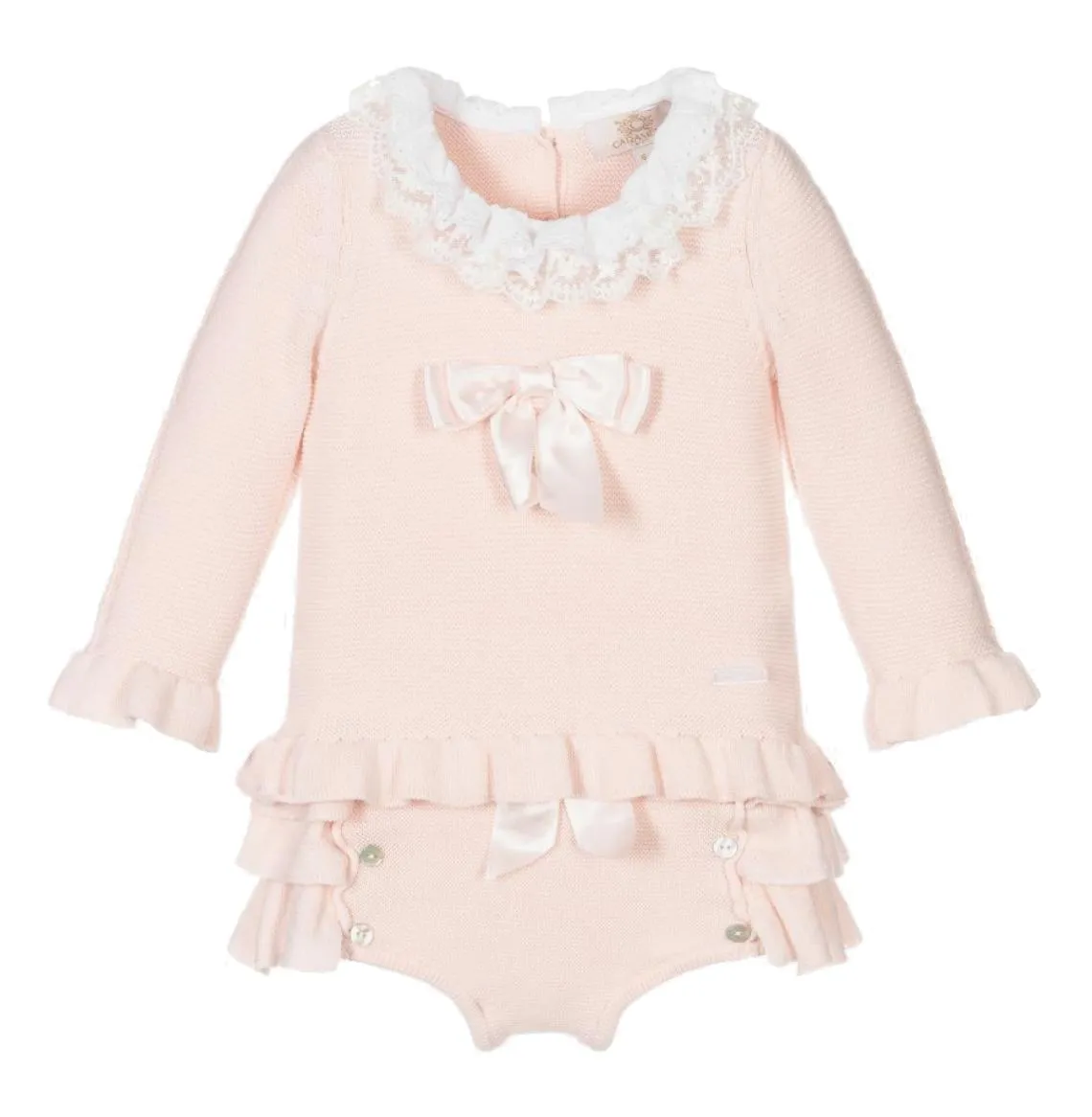 Baby Girls Pink Ruffle Knit Set