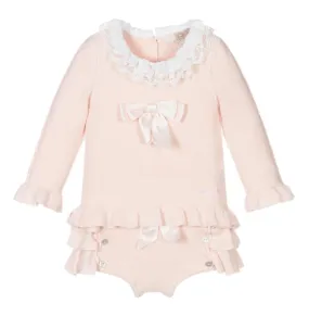 Baby Girls Pink Ruffle Knit Set