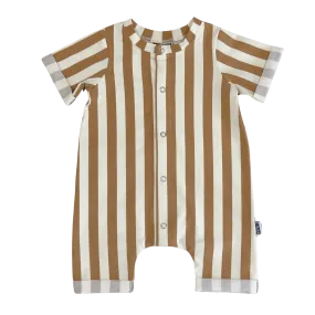 Baby Zomer Jumpsuit Verticale streep Toffee Bruin - maat 68 - Laatste Kans!