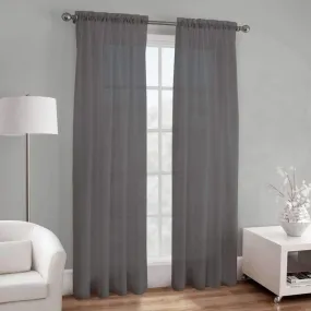 Basic Elegance - Rod Pocket Semi-Sheer Voile Panel | 54 x 84" | Grey