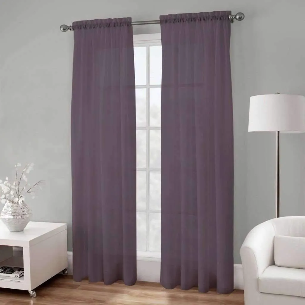 Basic Elegance - Rod Pocket Semi-Sheer Voile Panel | 54 x 84" | Plum