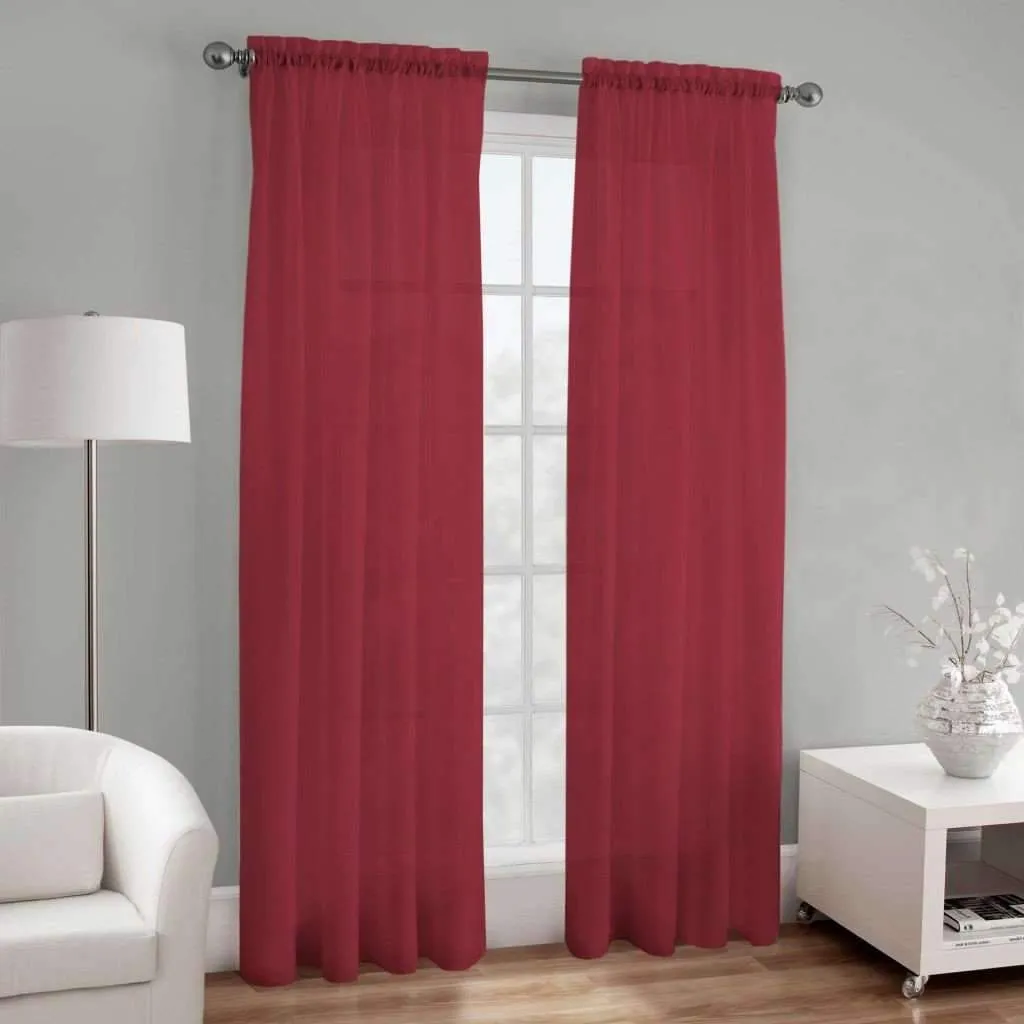 Basic Elegance - Rod Pocket Semi-Sheer Voile Panel | 54 x 84" | Red