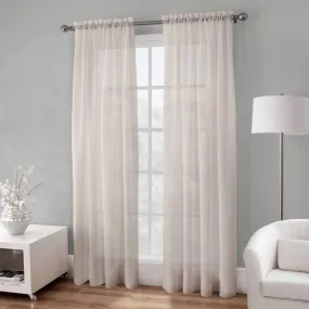 Basic Elegance - Rod Pocket Semi-Sheer Voile Panel | 54 x 96" | Ivory