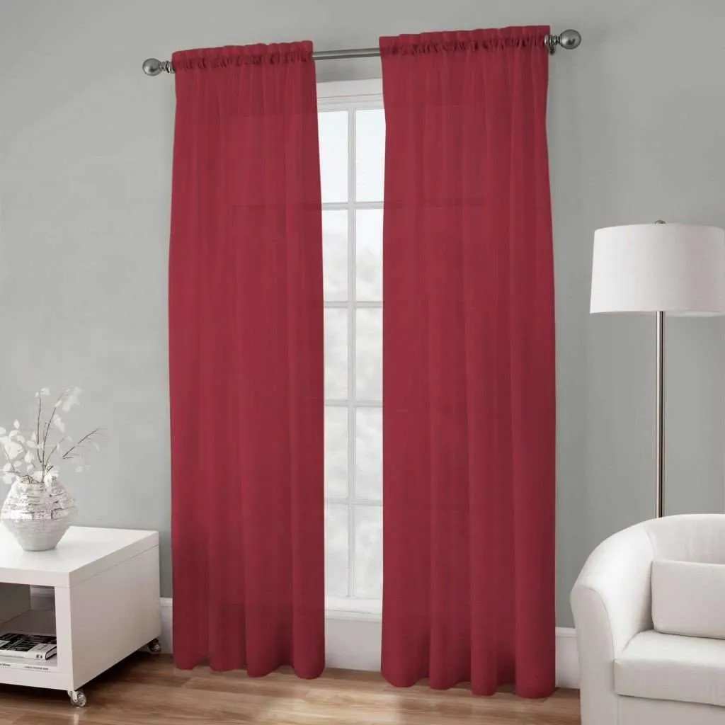 Basic Elegance - Rod Pocket Semi-Sheer Voile Panel | 54 x 96" | Red