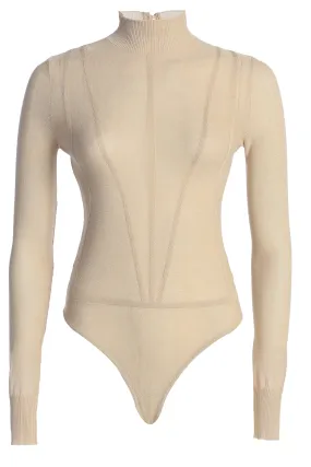 Beige Lori Sheer Knit Bodysuit