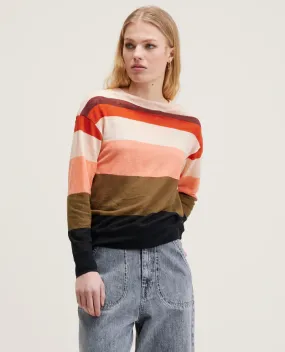 Bellerose Senia Stripe Coral Pink Linen Knit