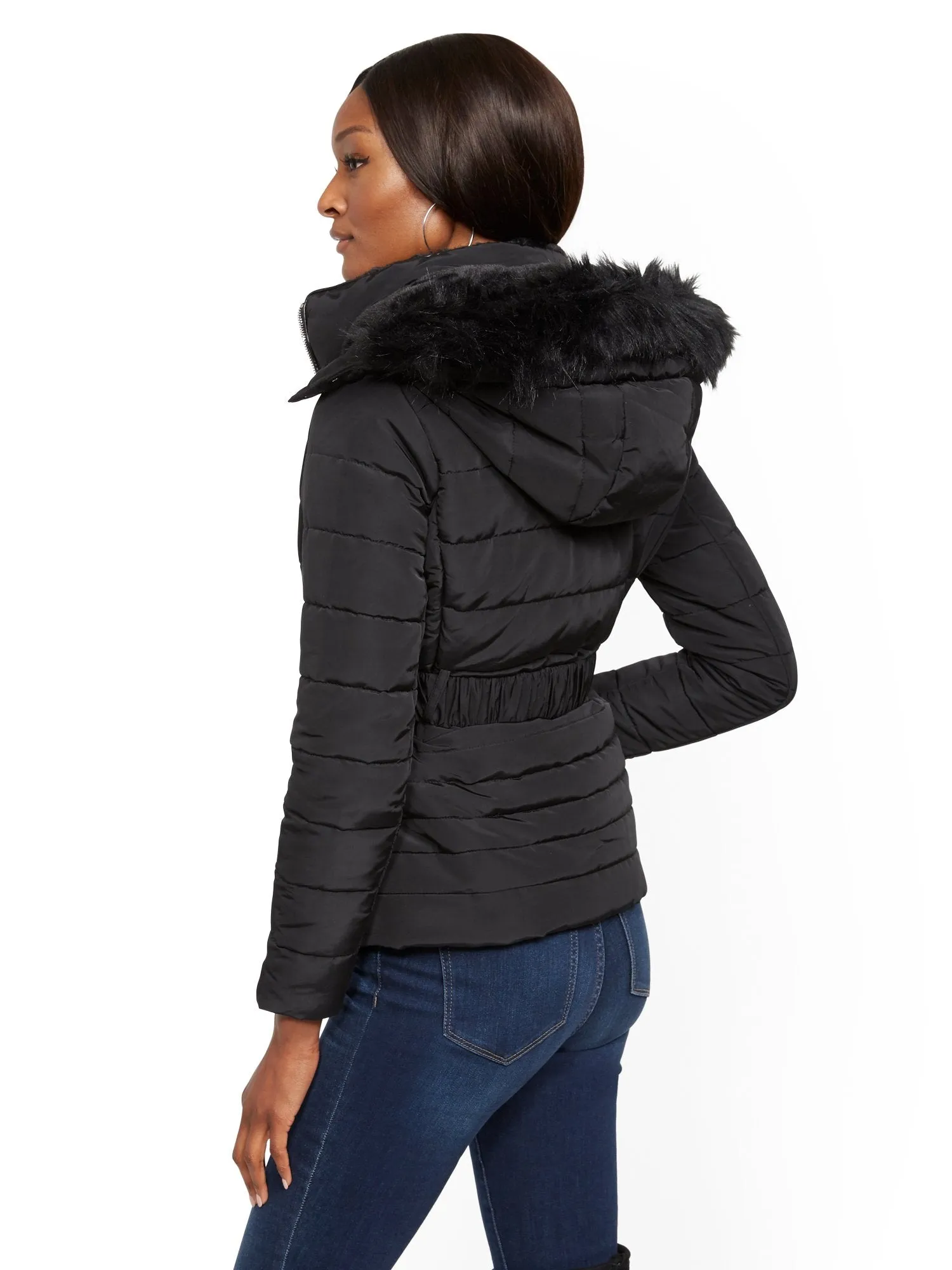 Belted & Hooded Puffer Jacket