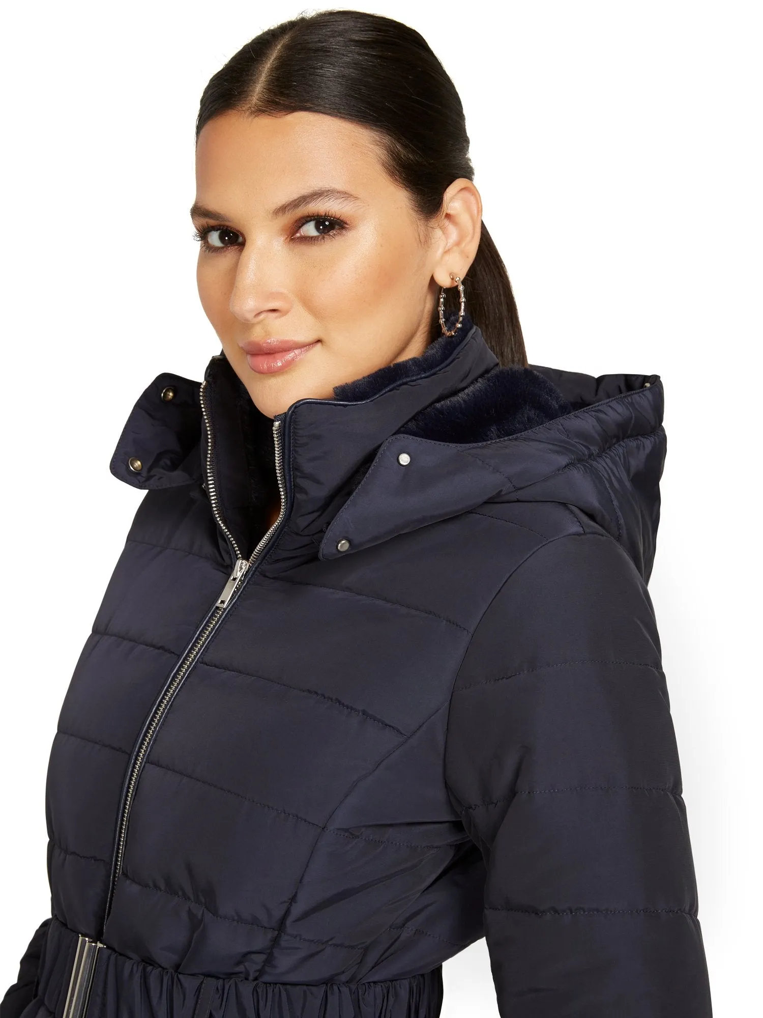 Belted & Hooded Puffer Jacket