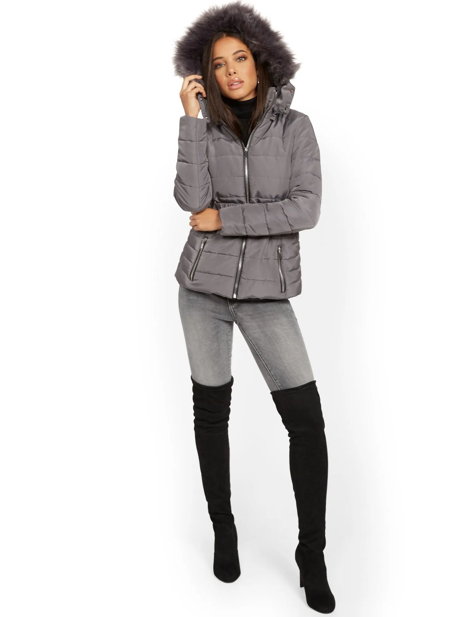 Belted & Hooded Puffer Jacket