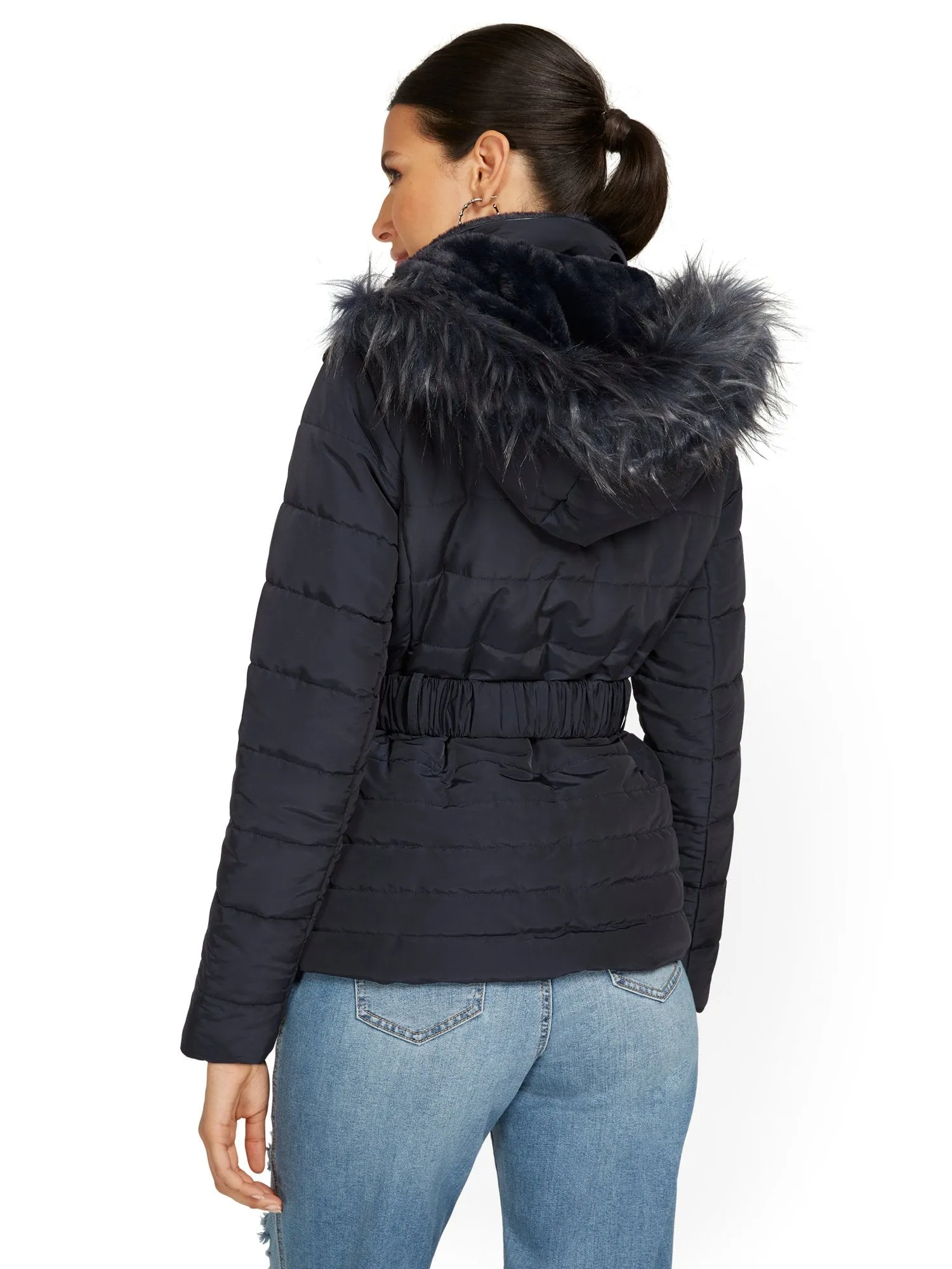 Belted & Hooded Puffer Jacket