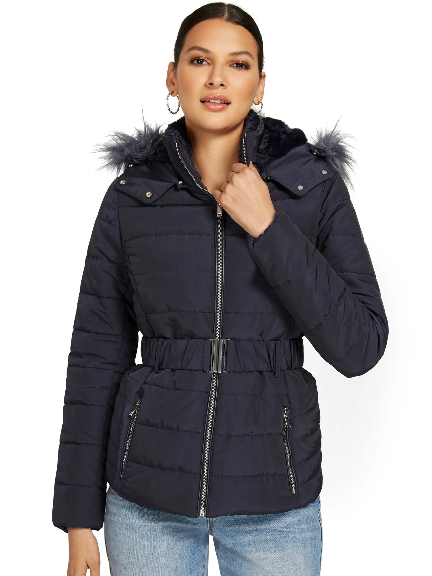 Belted & Hooded Puffer Jacket