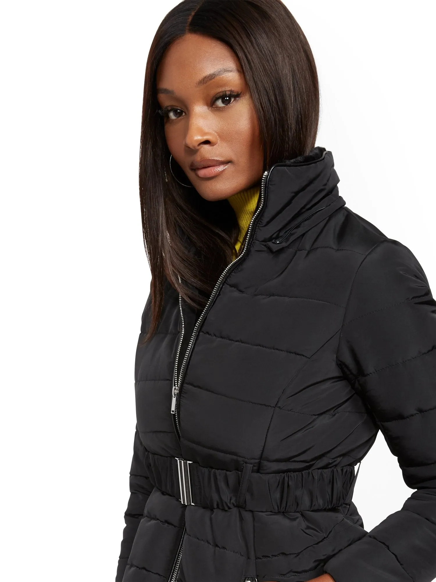 Belted & Hooded Puffer Jacket