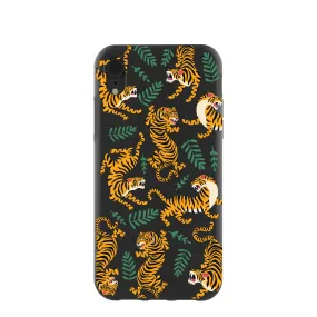 Black Playful Tigers iPhone XR Case