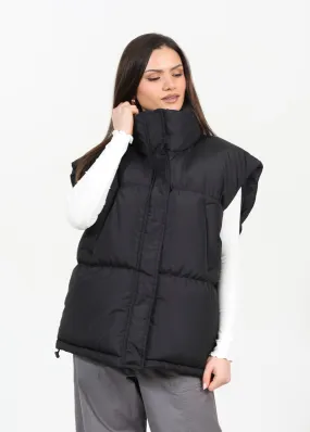 BLACK ZIP THROUGH HIGH NECK BOXY PADDED GILET