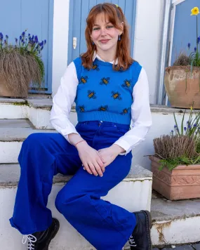 Blue Bee Cropped Knitted Tank Top