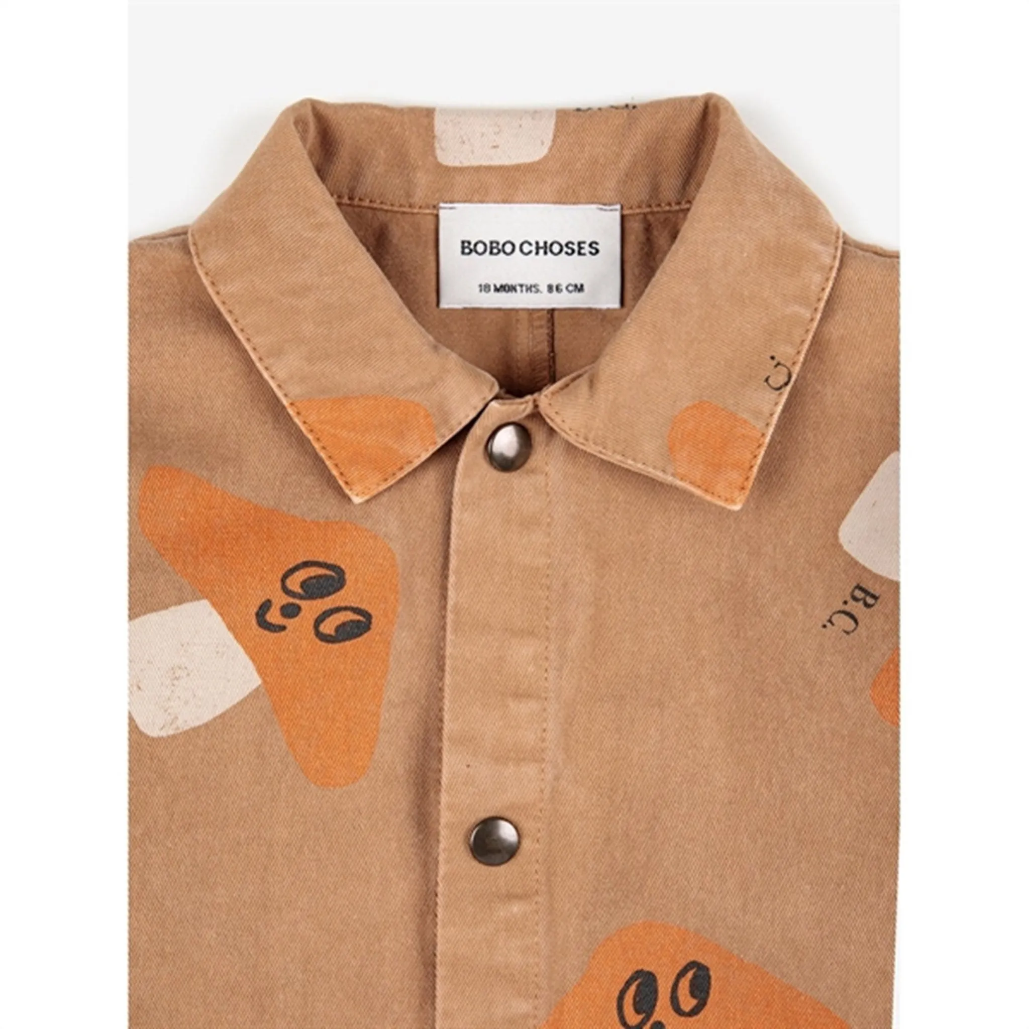 Bobo Choses Brown Mr. Mushroom Woven Overall AOP