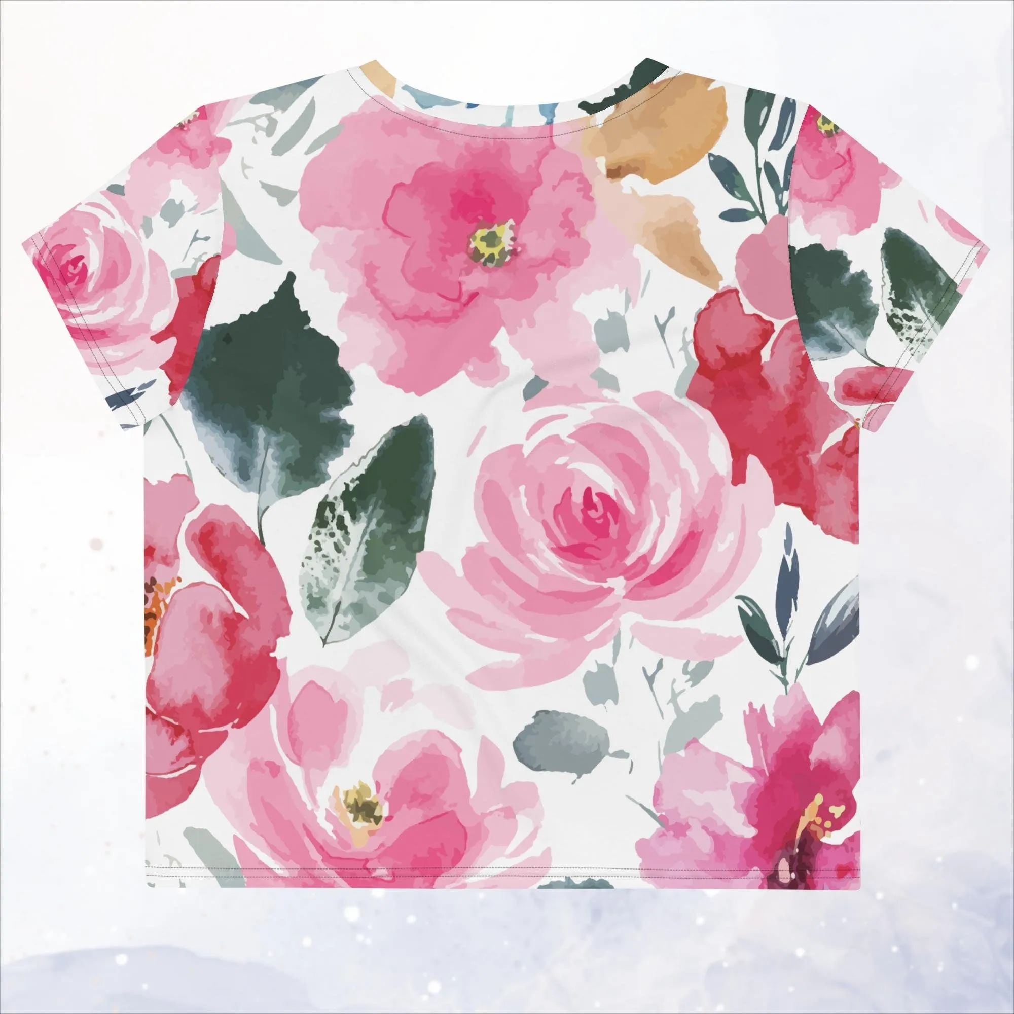 Bold Floral Pattern Womens Print Crop Tee