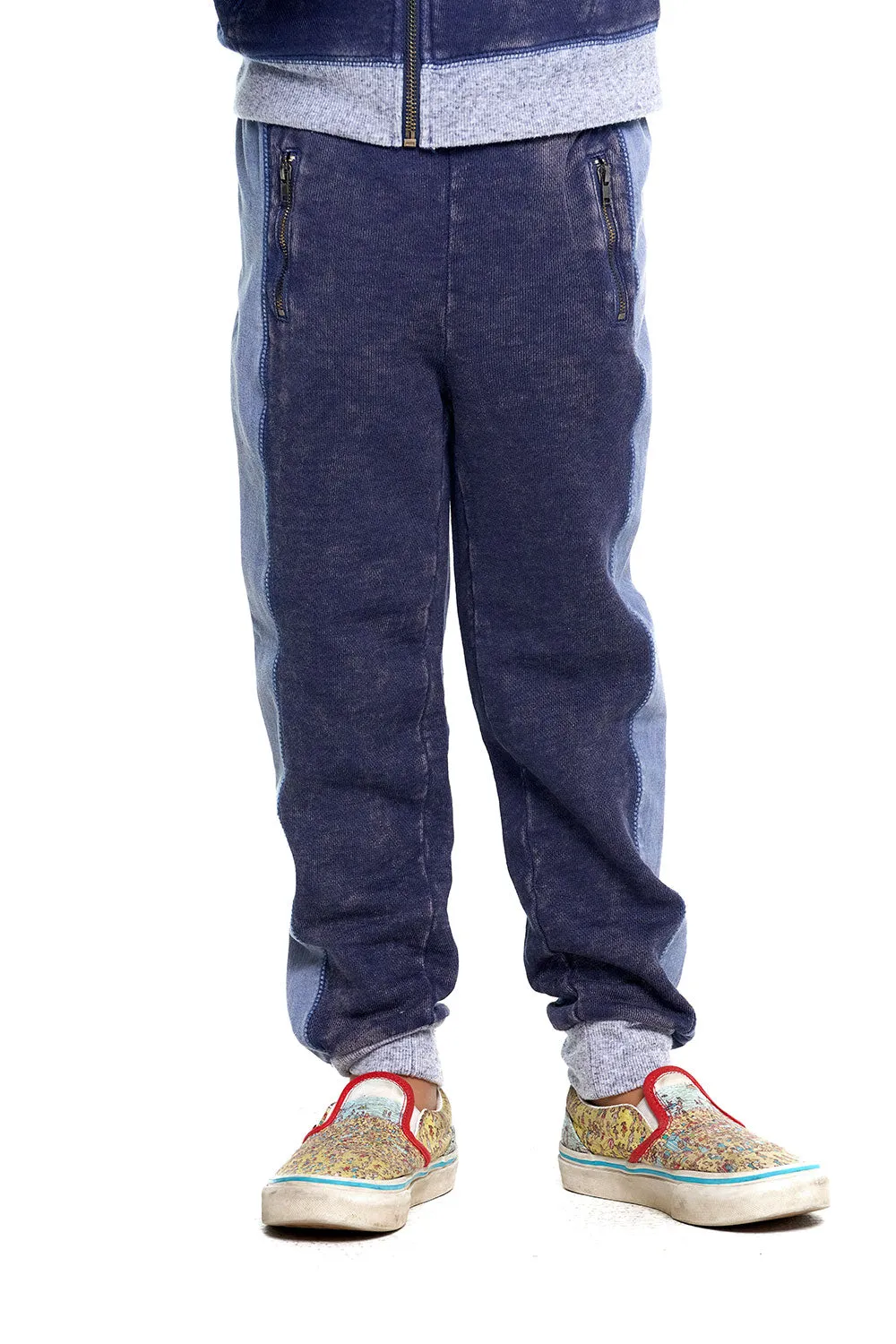 Boys Linen French Terry Jogger With Zippers