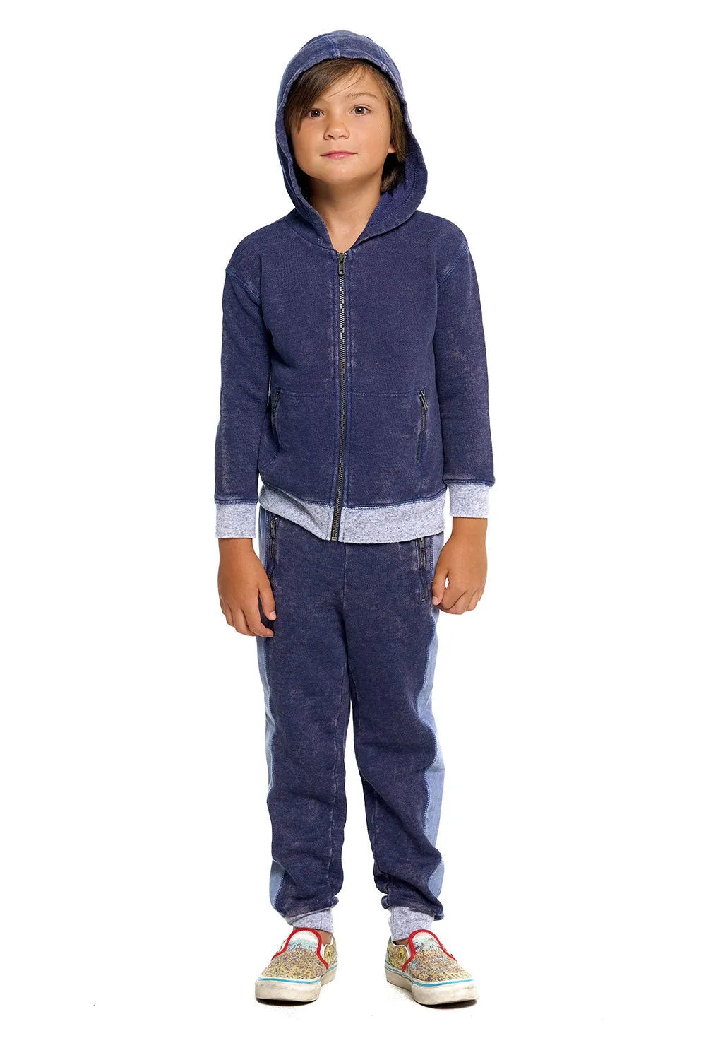 Boys Linen French Terry Jogger With Zippers