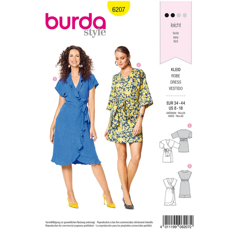 BURDA - 6207 Wrap Dress with Tie Bands