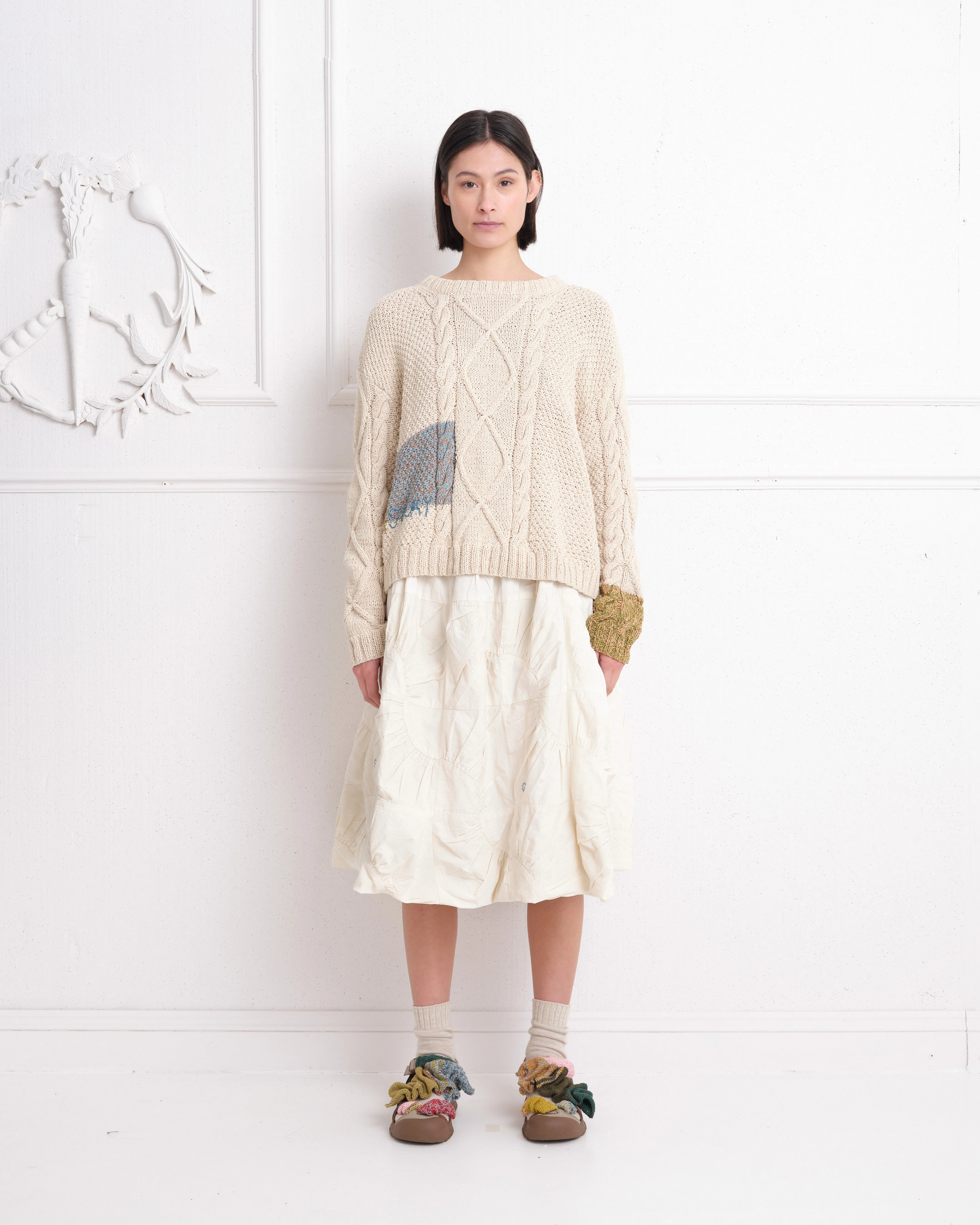 Cable Knit Jumper - Ecru Darn-Knit