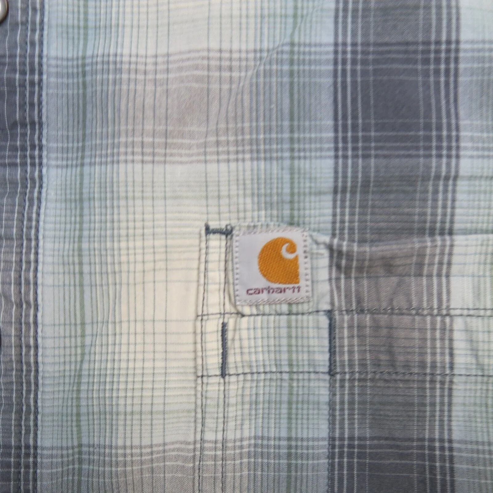 Carhartt Shirt Mens 2XL Gray Relaxed Fit Short Sleeve Plaid Button Down Pocket