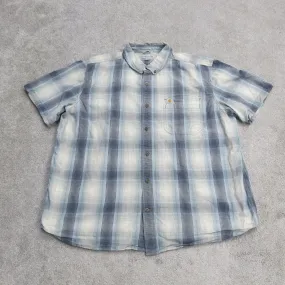 Carhartt Shirt Mens 2XL Gray Relaxed Fit Short Sleeve Plaid Button Down Pocket