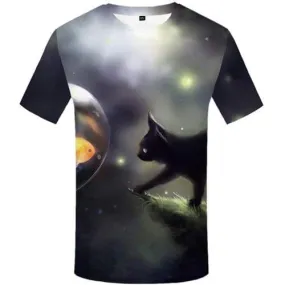 Cat T-shirt Men Fish Tshirts Novelty Animal Tshirt Anime Galaxy Space T-shirts Graphic Psychedelic T shirts Funny Short Sleeve