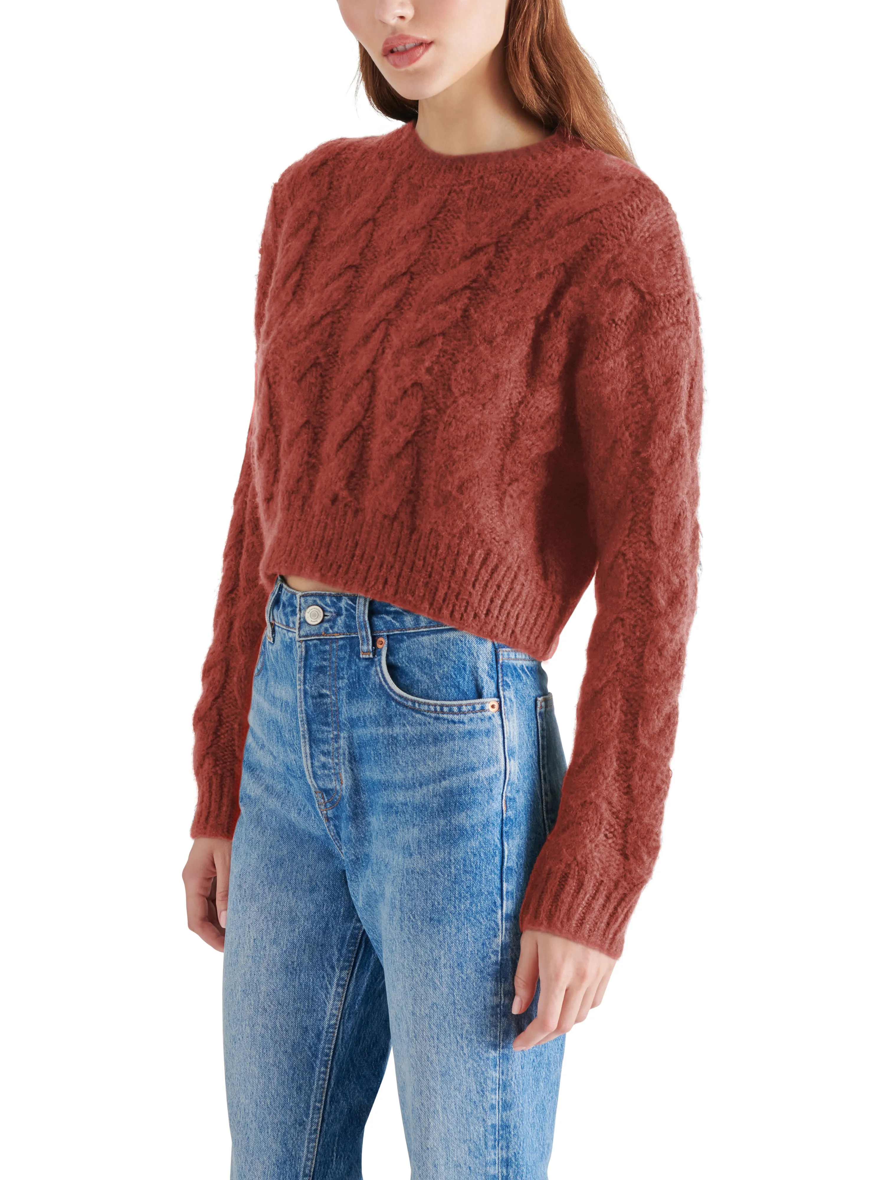 Ceronne Cable Knit Sweater, Baked Apple | Steve Madden